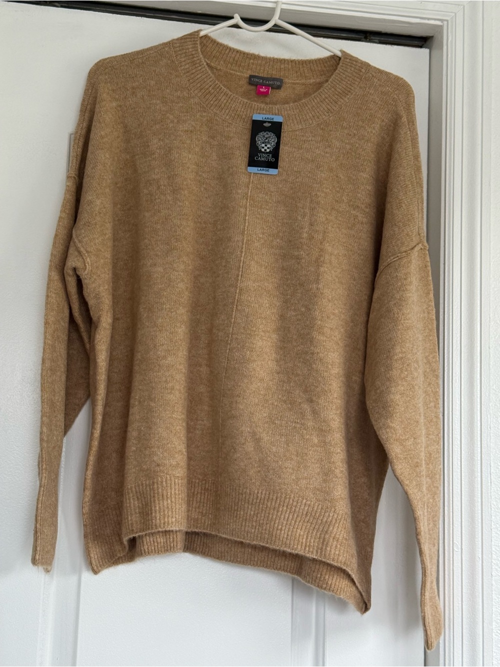 Vince Camuto Heathered Camel Crewneck Sweater
